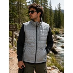 Sitka PrimaLoft Grey Insulated Vest Men's Gray Large Full Zip Like New